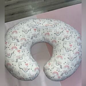 Boppy Original Nursing Pillow with a unicorn and rainbow cover